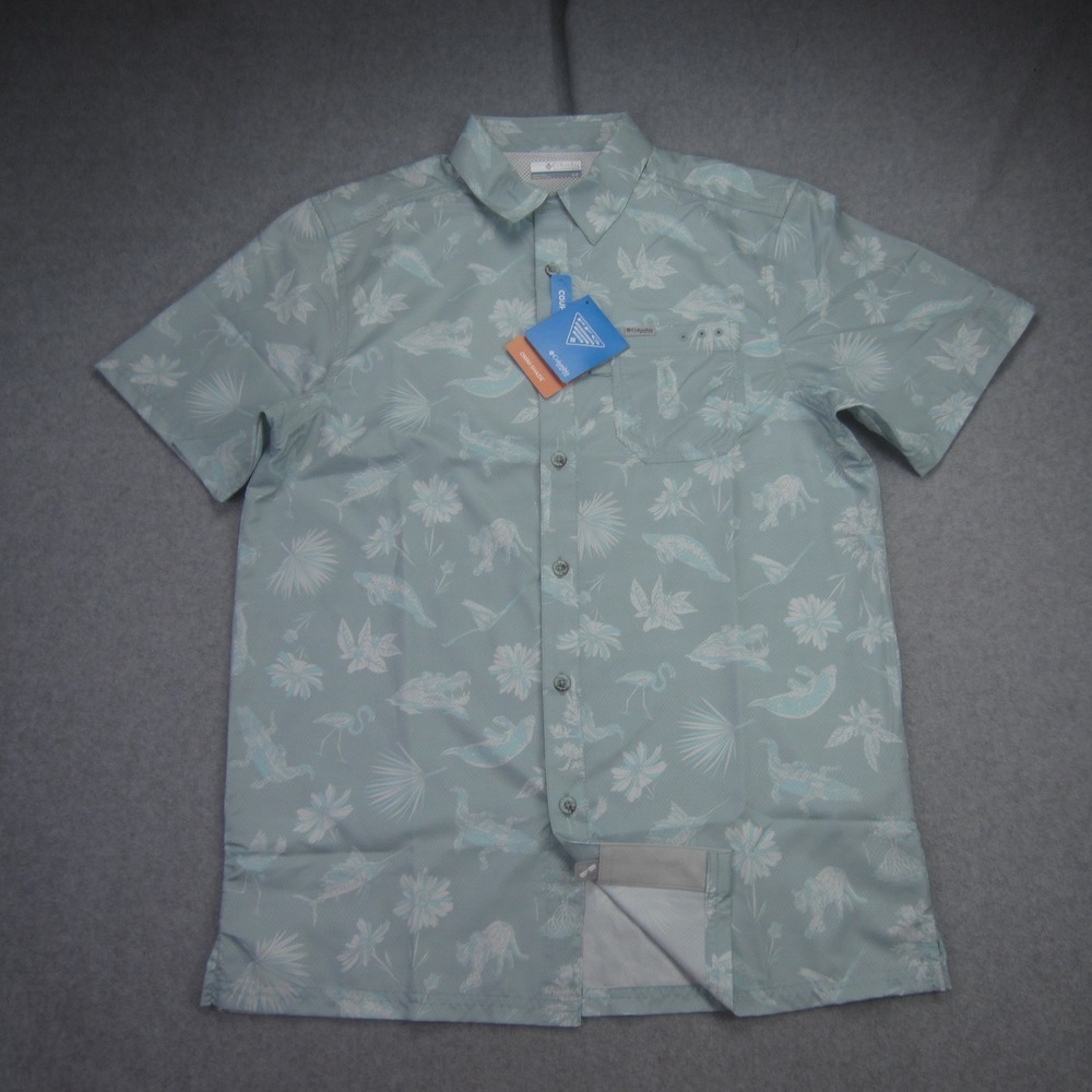 Columbia Shirt Mens Small Blue‎ PFG Super Slack Tide Camp Short Sleeve Vented